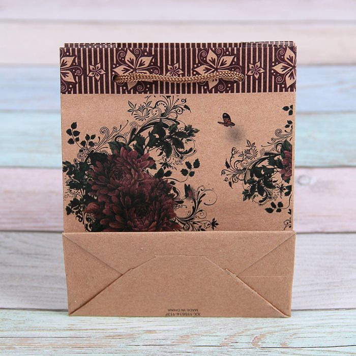 Пакет крафт "Распустившийся цветок", 12 х 5,5 х 15,5 см