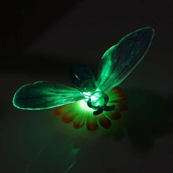 Бабочка световая на цветочке, цвета МИКС