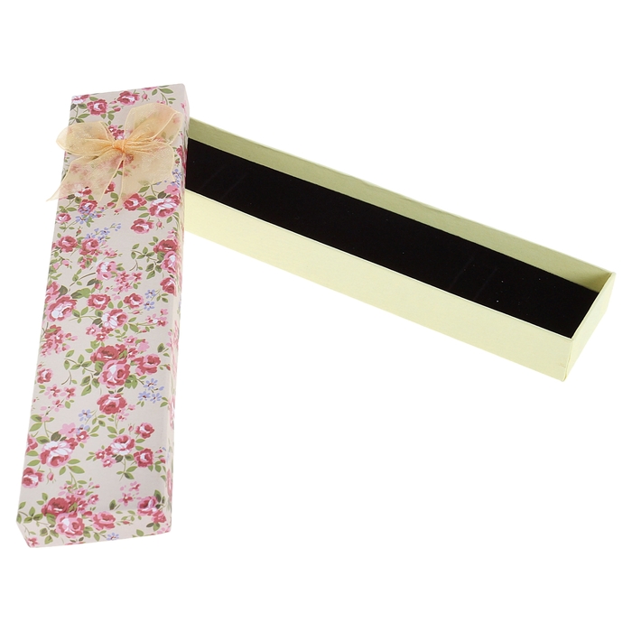 Коробочка подарочная под браслет/цепочку/часы "Розочки" 20*4,5*2, цвет бежевый