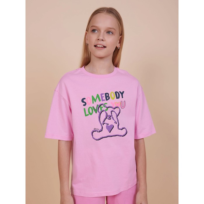 Футболка для девочек, рост 98 см, цвет розовый футболка для девочек рост 98 см цвет коралловый