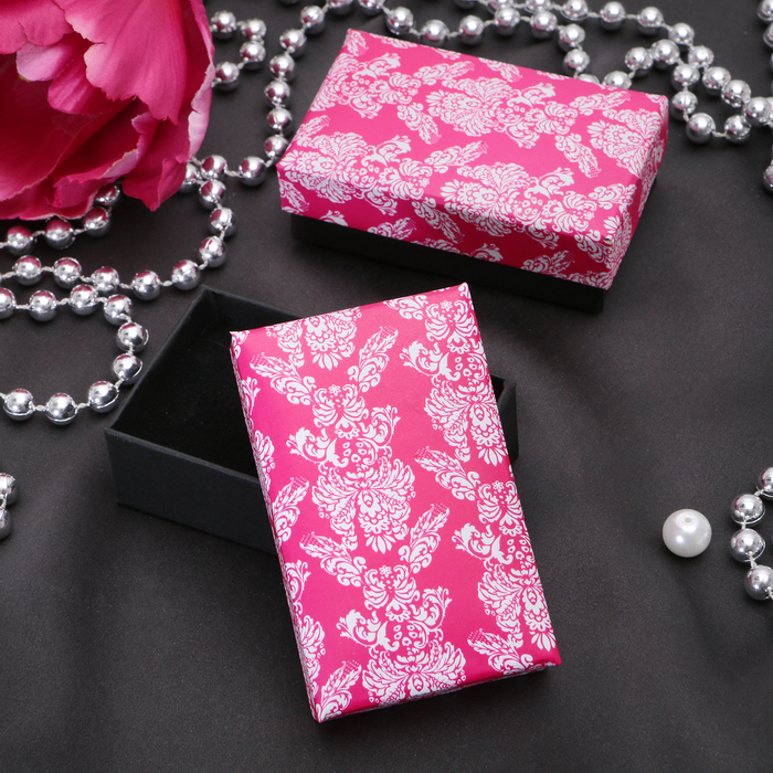 Коробочка подарочная под кулон/серьги/кольцо "Узоры графские" 8*5, цвет розовый