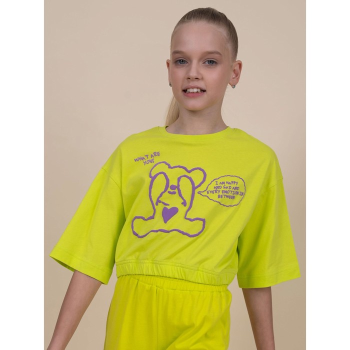 Футболка-топ для девочек, рост 122 см, цвет лаймовый футболка топ для девочек рост 122 см цвет хаки