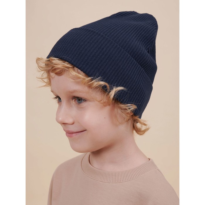 Шапка детская, размер 51-52, цвет тёмно-синий шапка для мальчиков размер 51 52 цвет тёмно серый