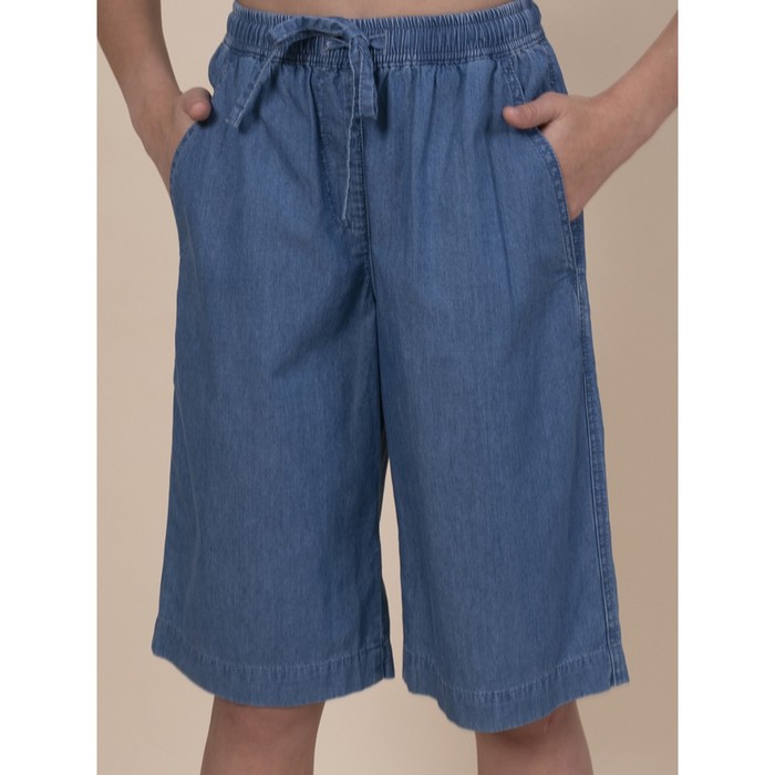 Шорты для девочек, рост 140 см, цвет джинс топ для девочек рост 140 см цвет джинс