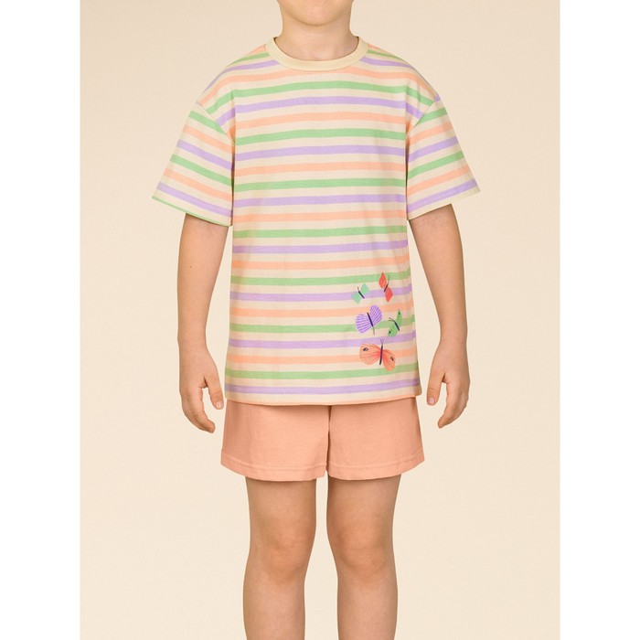Комплект для девочек, рост 134 см, цвет персиковый блузка для девочек рост 134 см цвет персиковый
