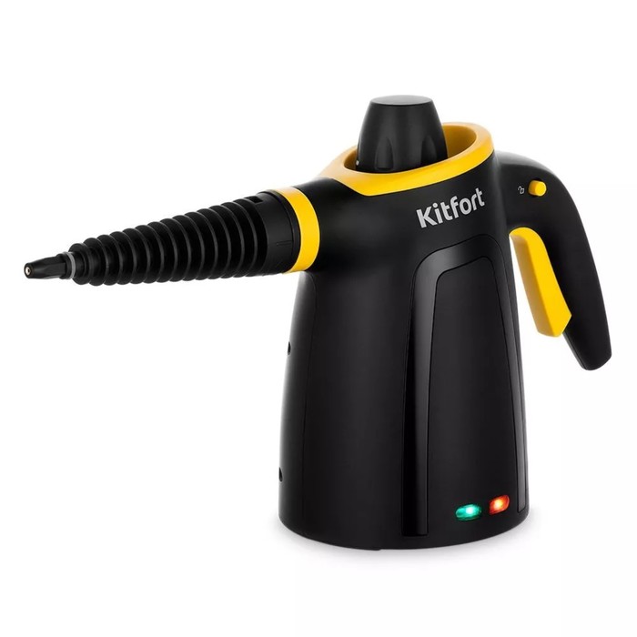 Пароочиститель Kitfort KT-9170-3, 1050 Вт, 0.38 л, 30 г/мин, нагрев 3 мин, чёрно-желтый цена и фото