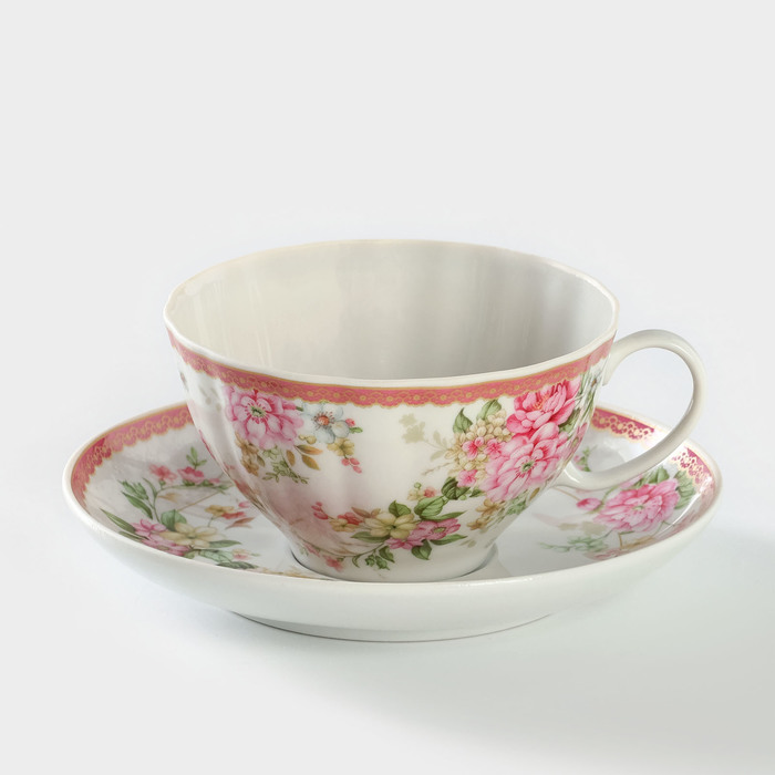 Чайная пара фарфоровая «Цветочный вальс», 275 мл чайная пара фарфоровая цветочный вальс 275 мл