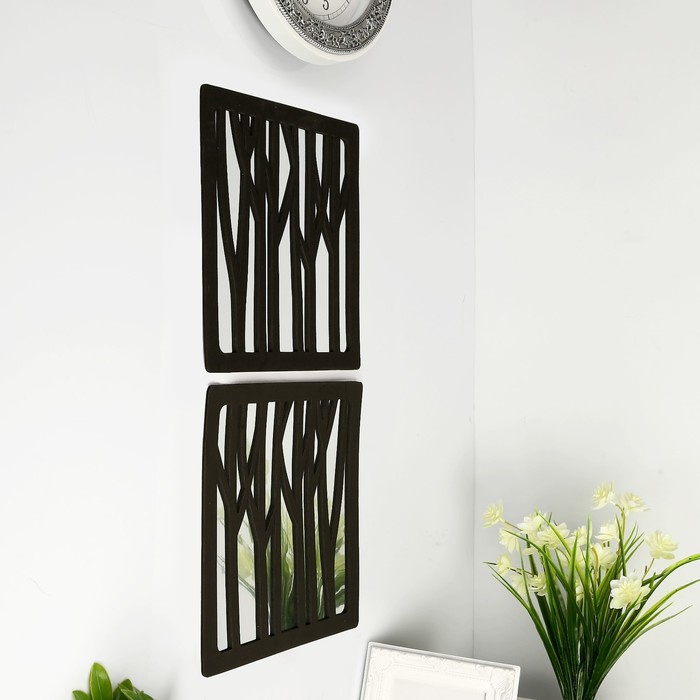 Наклейка интерьерная зеркальная "Цветочки, листики" МИКС