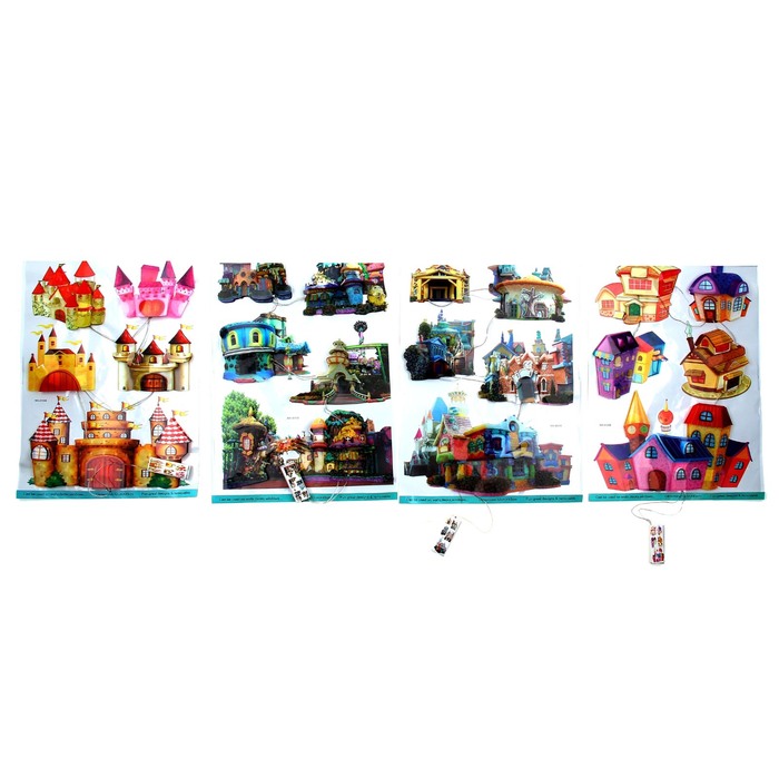 Наклейка интерьерная "Домики и замки" со светом, МИКС