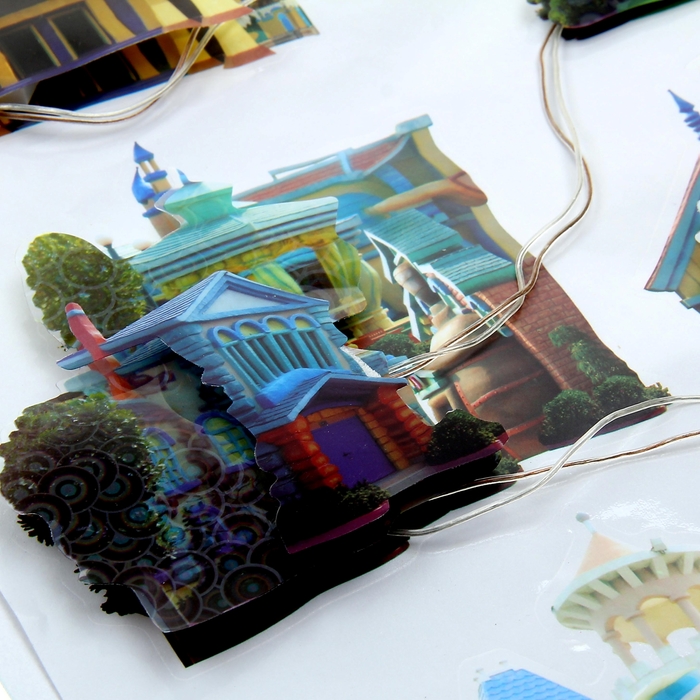 Наклейка интерьерная "Домики и замки" со светом, МИКС