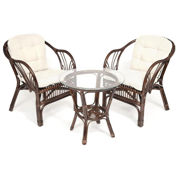 Террасный комплект  NEW BOGOTA  (2 кресла + стол) с подушками, кресло 61 х 67 х 78,5 см комплект террасный new bogota стол диван 2 кресла ротанг грецкий орех