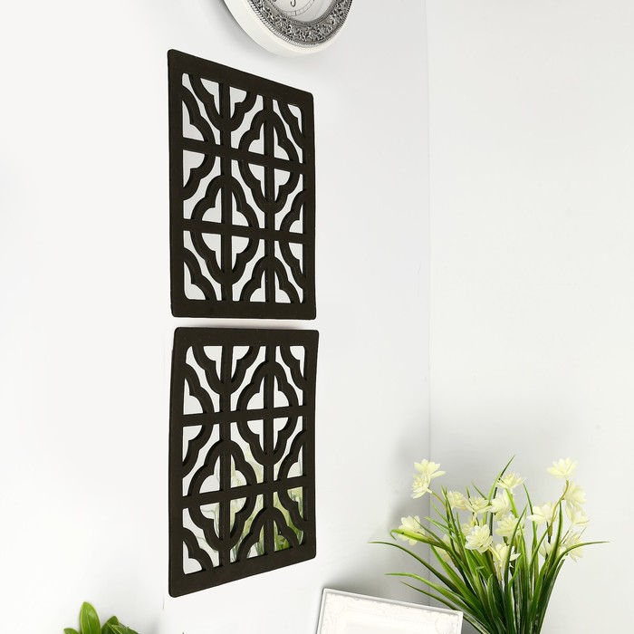 Наклейка интерьерная зеркальная "Черный узор" МИКС