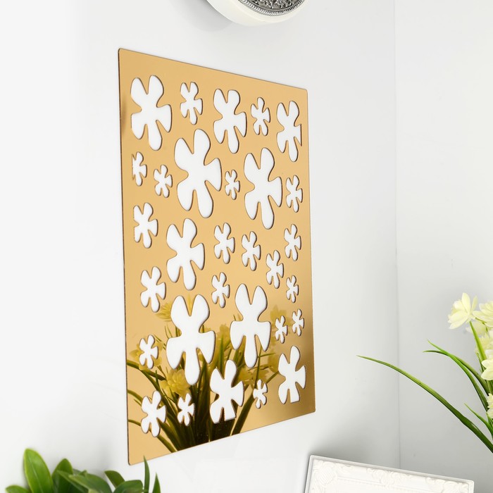 Наклейка интерьерная зеркальная "Цветы" МИКС