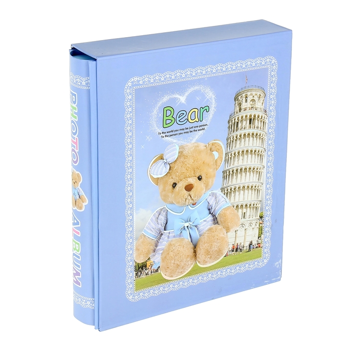 Фотоальбом на 100 фото 13х18 см "Любимый мишка" в коробке, МИКС