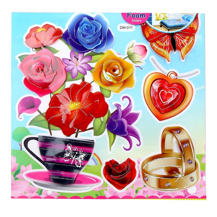 Наклейка 3D "Цветы" МИКС