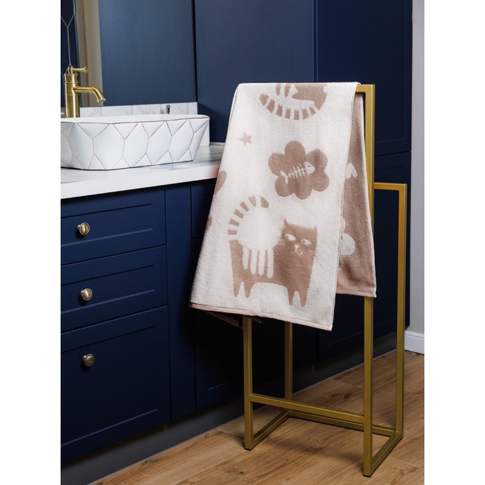 

Полотенце махровое Cat love beige, размер 70х130 см
