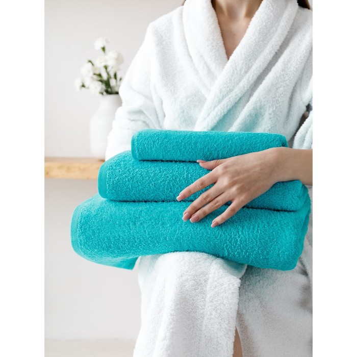 Комплект махровых полотенец Turquoise, размер 50х90 см, 3 шт комплект махровых полотенец pink размер 50х90 см 2 шт