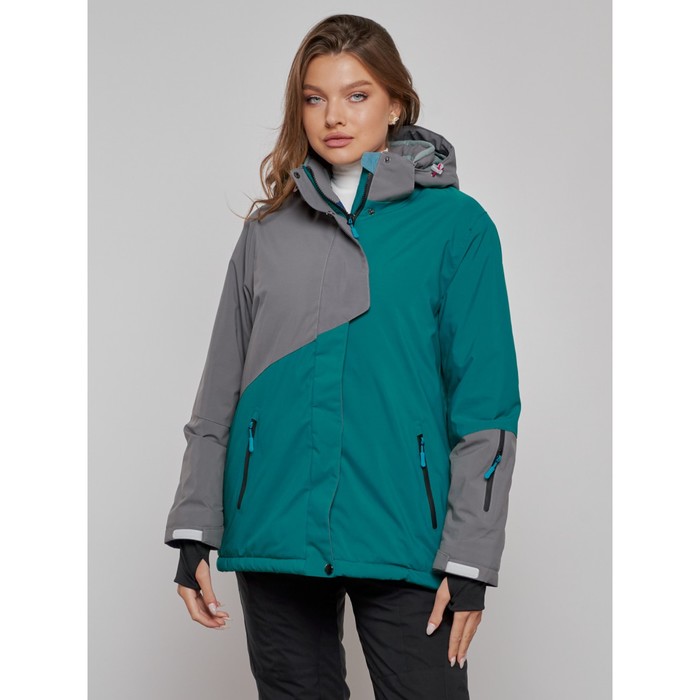 Горнолыжная куртка женская зимняя, размер 56, цвет тёмно-зелёный