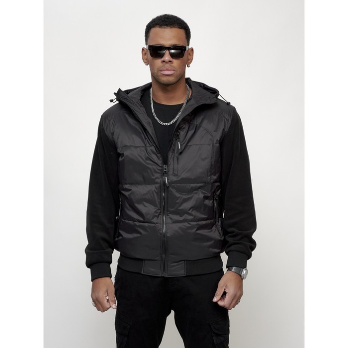 Куртка спортивная мужская, размер 48, цвет чёрный