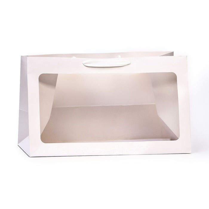 Пакет подарочный с окном, белый, 50 х 30 х 25 см пакет подарочный крафт с окном белый 25 х 25 х 25 см