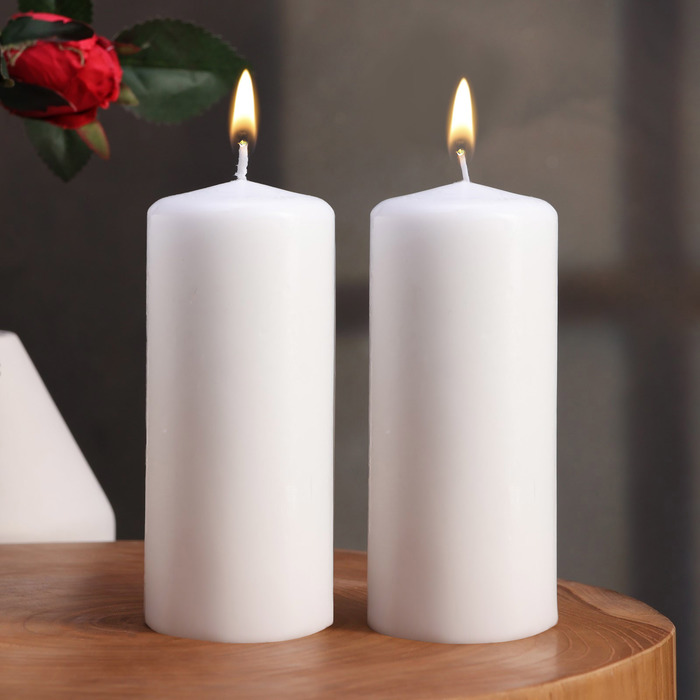 Набор свечей - цилиндров, 5х11,5 см, набор 2 шт, белая набор свечей цилиндров 4х5см набор 3 шт белая