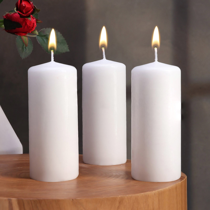 Набор свечей - цилиндров, 5х11,5 см, набор 3 шт, белая набор свечей цилиндров 4х5см набор 3 шт белая