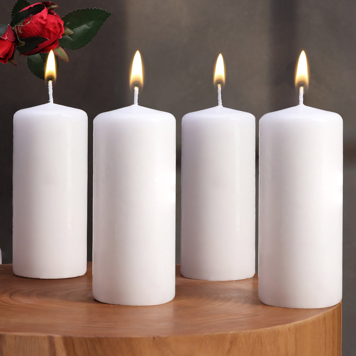 Набор свечей - цилиндров, 5х11,5 см, набор 4 шт, белая набор свечей цилиндров 4х5см набор 3 шт белая