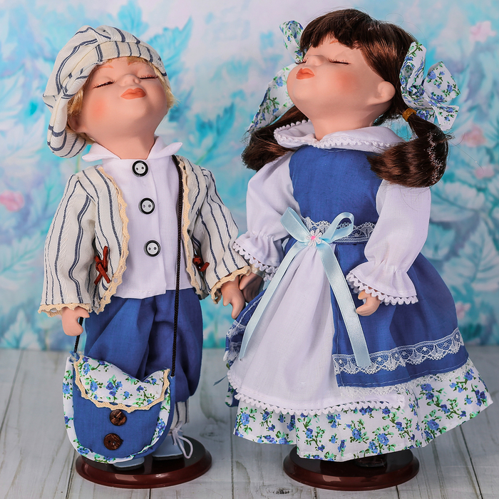 Кукла коллекционная парочка поцелуйчики "Саша и Саша" в наборе 2 шт