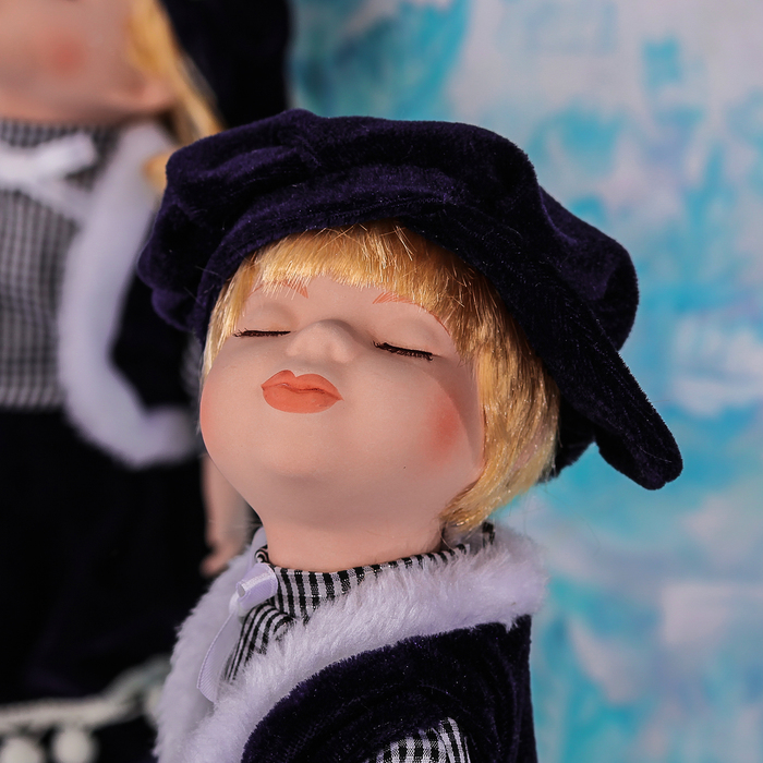 Кукла коллекционная "Парочка поцелуйчики в тёмно-синем наряде" в наборе 2 шт