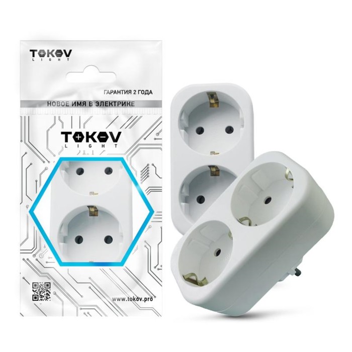 

Разветвитель TOKOV ELECTRIC, 2-м, с з/к, 16А, 250В, IP20, полипропилен, белый, TKL-S2Z-C01