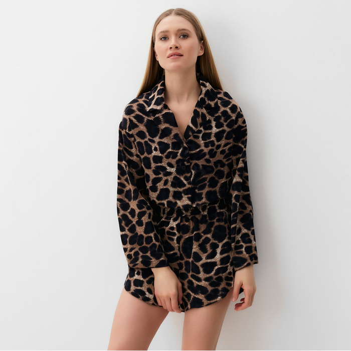 комплект (сорочка, шорты) женская MINAKU:  Home collection цвет леопард , р-р 48