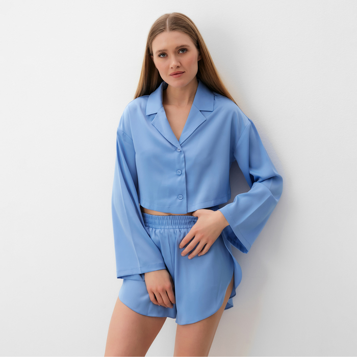 комплект (сорочка, шорты) женская MINAKU:  Home collection цвет небесно-голубой , р-р 46
