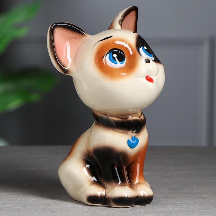 Копилка "Котик Гаврик" белая, чёрно-коричневое пятно