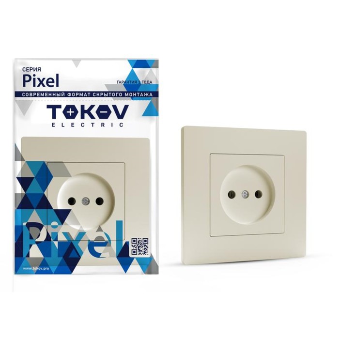 

Розетка TOKOV ELECTRIC, Pixel, 1-м, 16А, IP20, без з/к, в сборе, бежевый, TKE-PX-R1F-C02