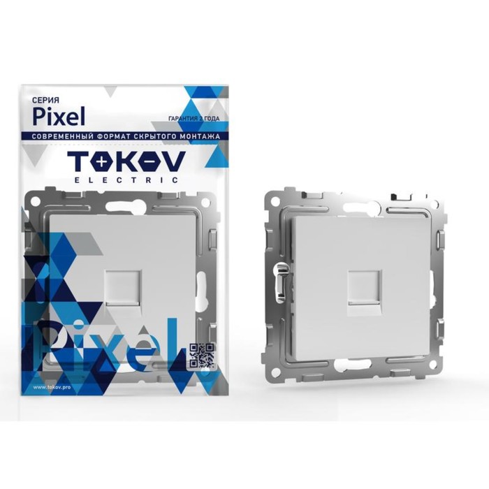 Розетка телефонная TOKOV ELECTRIC Pixel RJ11, механизм, одноместная, белый TKE-PX-RT1-C01