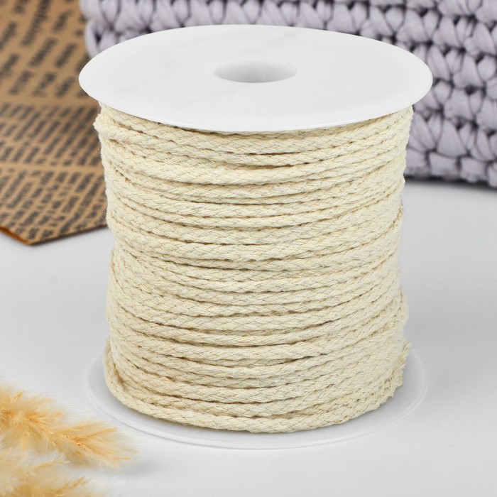 

Шнур для плетения, хлопчатобумажный, без сердечника, d = 3 мм, 50 ± 1 м, цвет белый