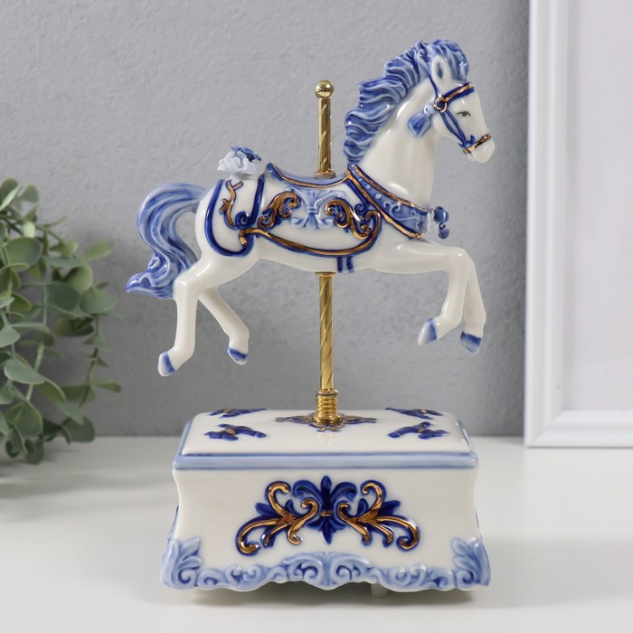 Сувенир керамика музыкальный Карусельная лошадка 9,8х13х21,5 см цена и фото