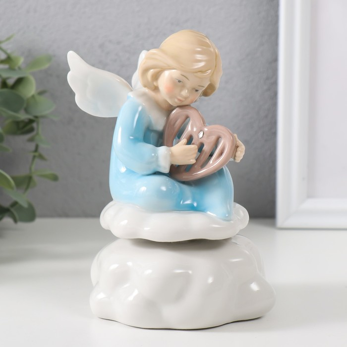 Сувенир керамика музыкальный Ангел на облаке играет на лире 9х9,5х14,5 см цена и фото