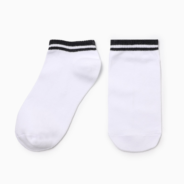 Носки женские укороченные, цвет белый/черный, р-р 23