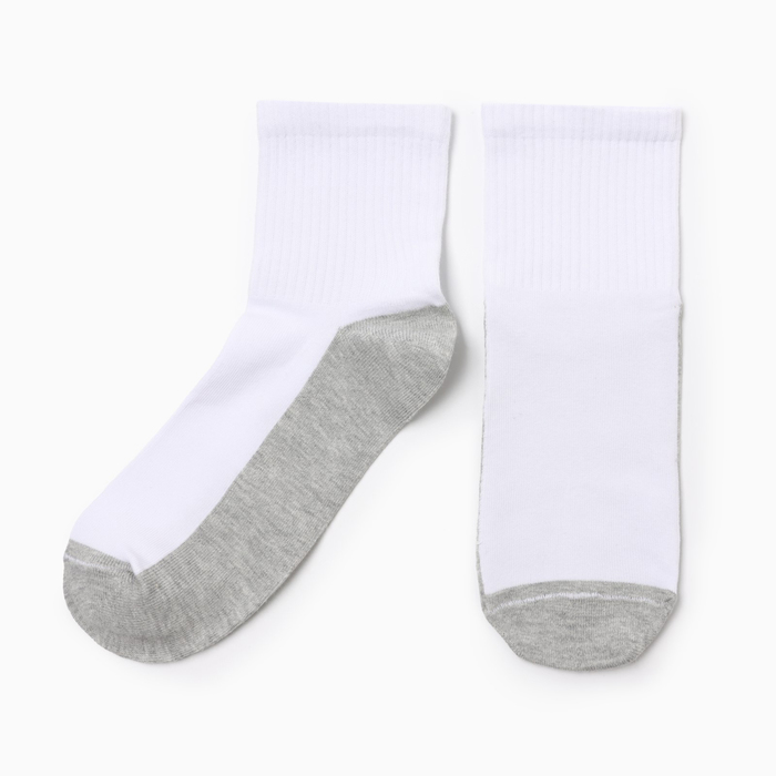 Носки женские укороченные, цвет белый/серый, р-р 23