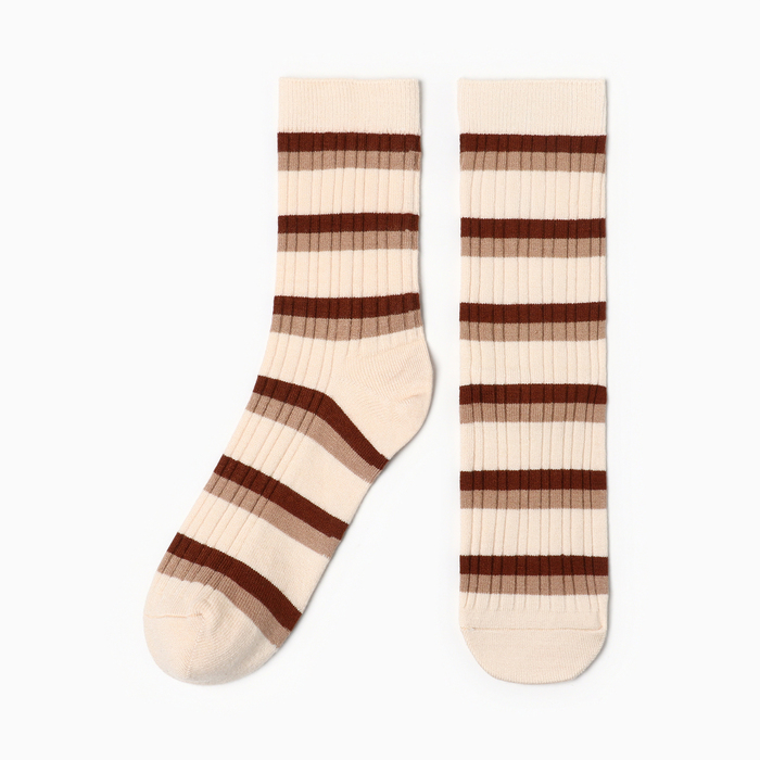 Носки женские, цвет белый/коричневый, размер 36-40 носки женские цвет коричневый размер 36 40