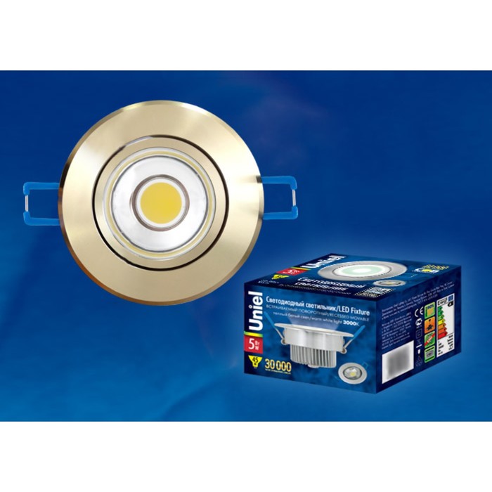 

ULM-R31-5W/WW IP20 GOLD картон Светильник светодиодный встраиваемый поворотный, 110-240В