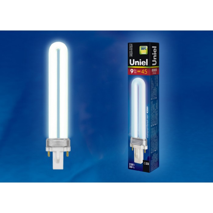 лампа eheim reeflex 500 9 вт g23 osram Лампа люминесцентная Uniel, G23, 9 Вт, 4000К, свечение белое