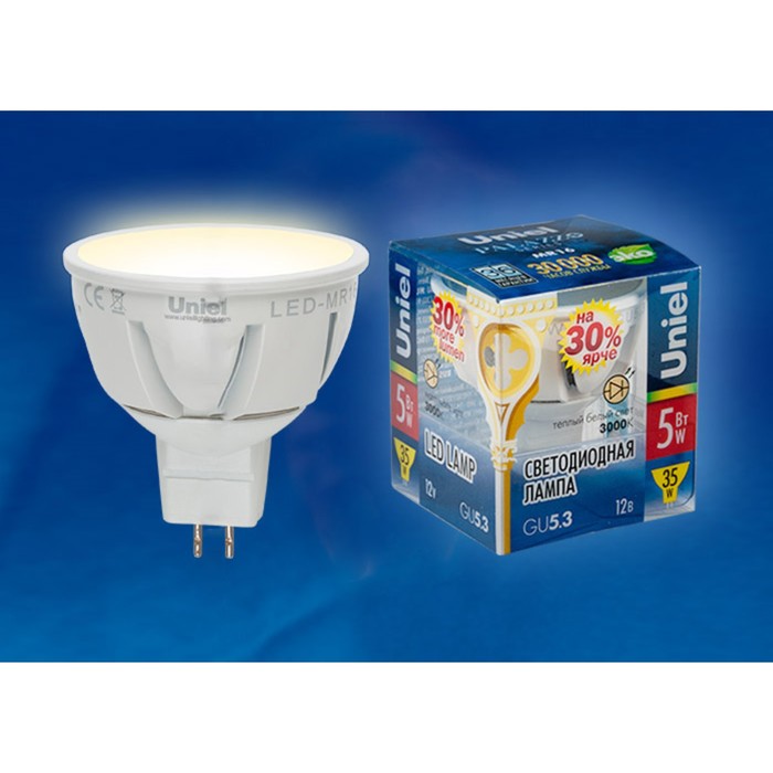

Лампа светодиодная Uniel, GU5.3, 5 Вт, свечение тёплое белое