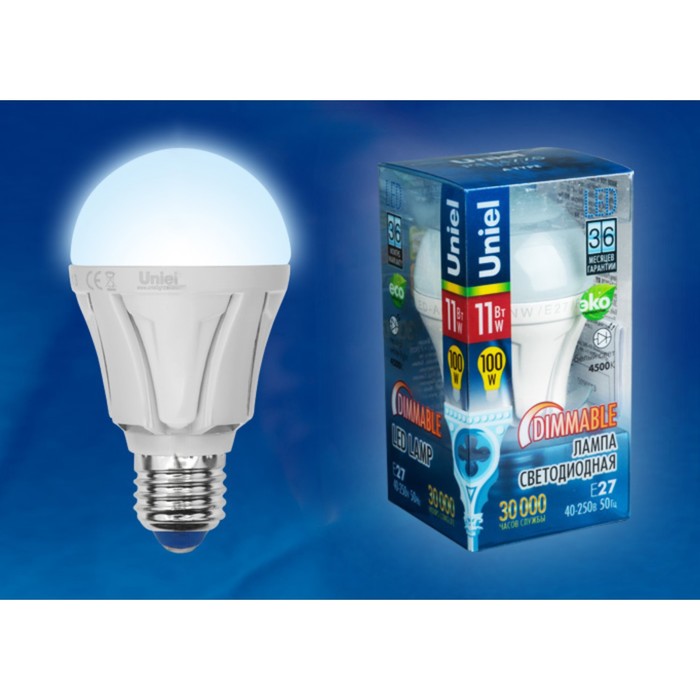 

Лампа светодиодная Uniel, E27, 11 Вт, свечение белое