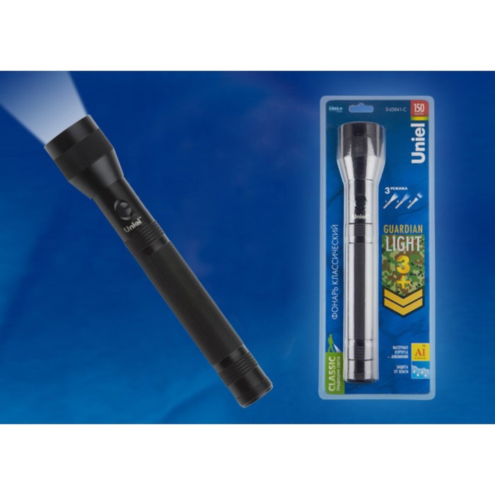 

S-LD041-C Black Фонарь Uniel серии Стандарт "Guardian Light – 3+", алюминиевый корпус, 3