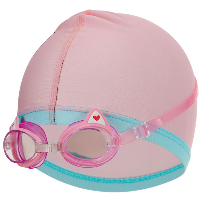 Набор для плавания детский ONLYTOP «Кошечка»: шапочка, очки, мешок