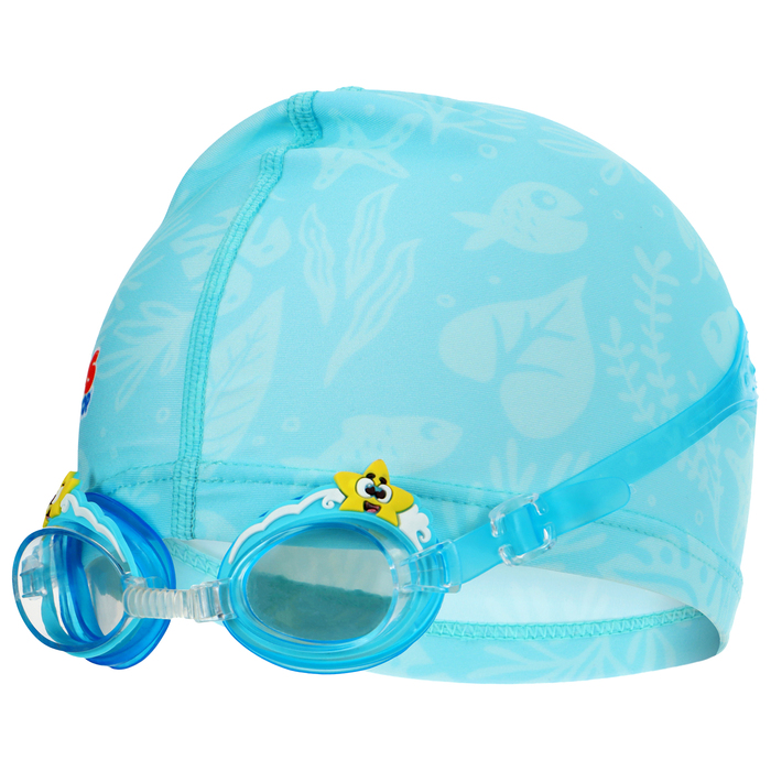 Набор для плавания детский ONLYTOP «Морской мир»: шапочка, очки, мешок цена и фото