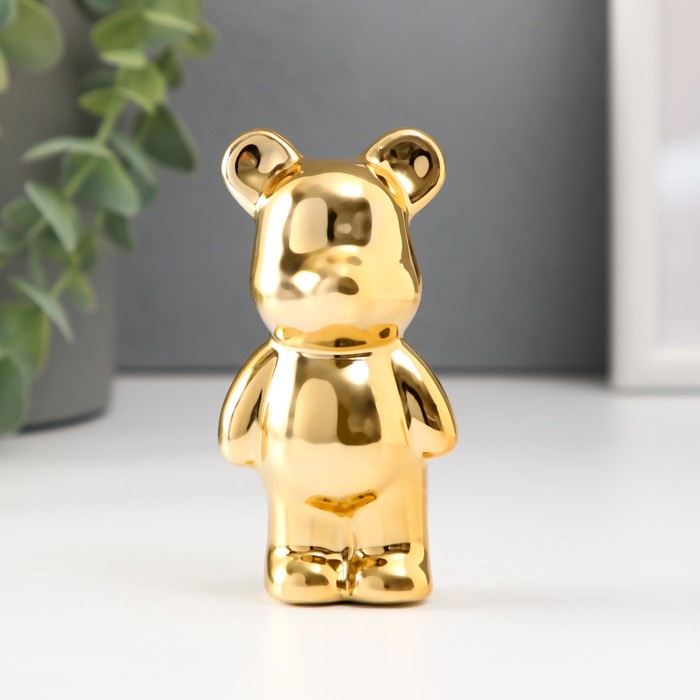 Сувенир керамика Медвежонок золото 5х4х10 см