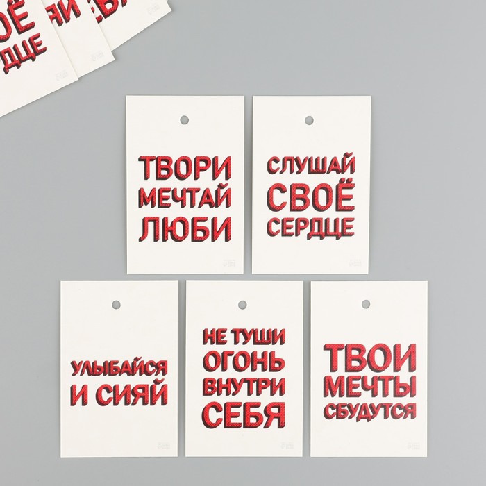 

Бирка картон "Вдохновение" набор 10 шт (5 видов) 4х6 см